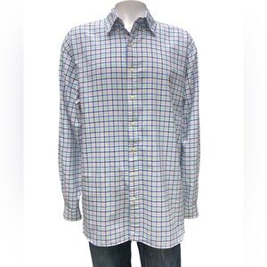 Polo by Ralph Lauren White Button-Down Shirt with Blue & Green Plaid